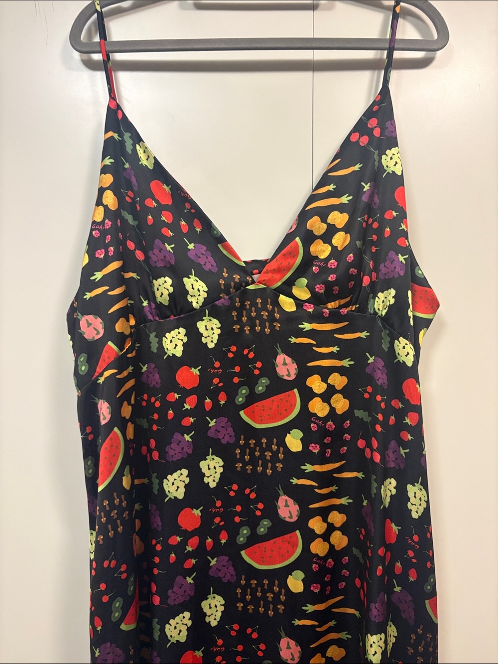 NWT Lisa Says Gah Black Fruit-Print Slip Midi Dress 3XL - Picture 3 of 12